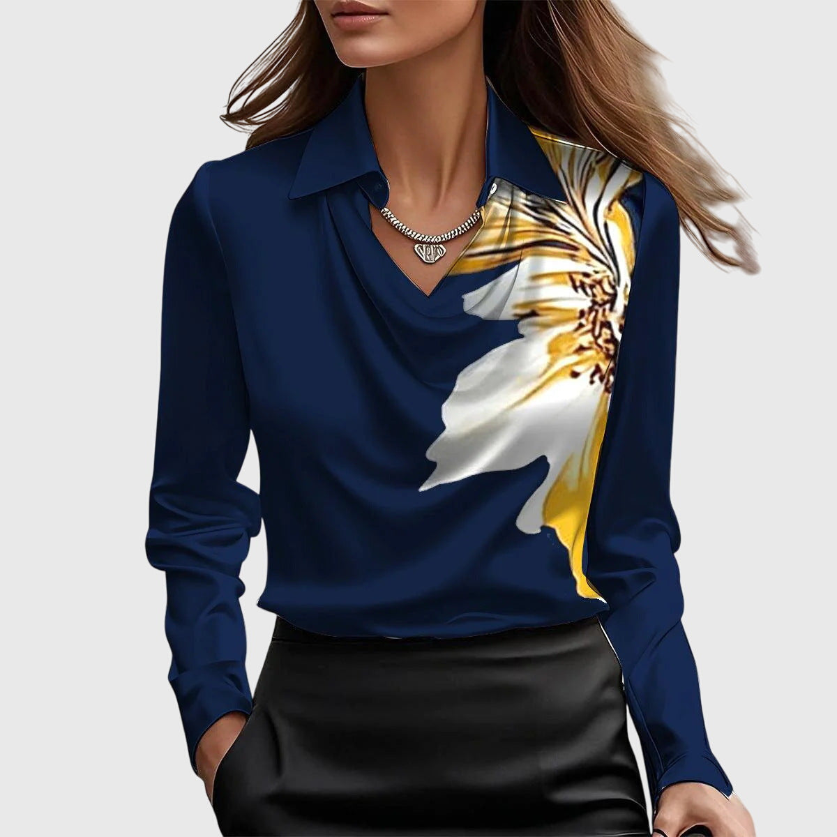 Sylvie™ | Elegantná blúzka s plisovaným výstrihom