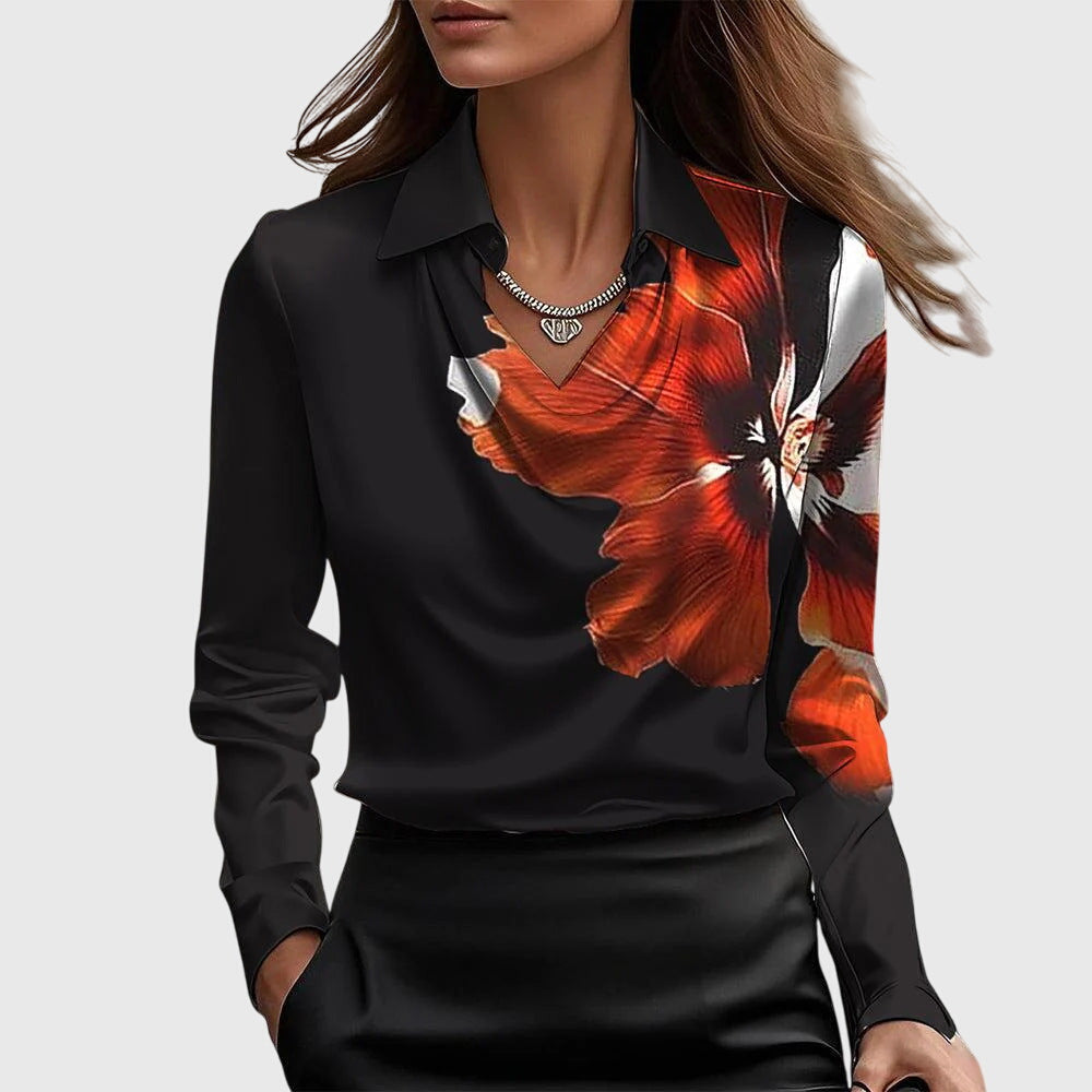 Sylvie™ | Elegantná blúzka s plisovaným výstrihom